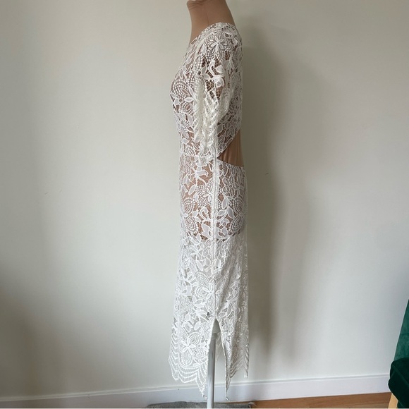 FOR LOVE & LEMONS Luna Lace Sheet Open Back White Maxi Dress NWOT Size X-Small - Picture 6 of 12